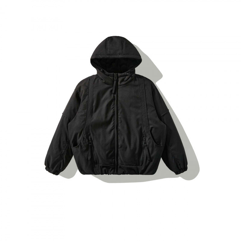 Unisex Oversize Quilted Bomber Jacket with High Hood, Shaped Flap Pockets and Elastic Hem Mune Fashion