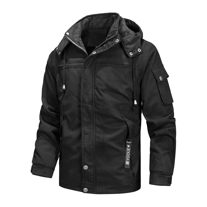 Men's waterproof hooded canvas jacket with teddy lining and multifunctional pockets Mune Fashion