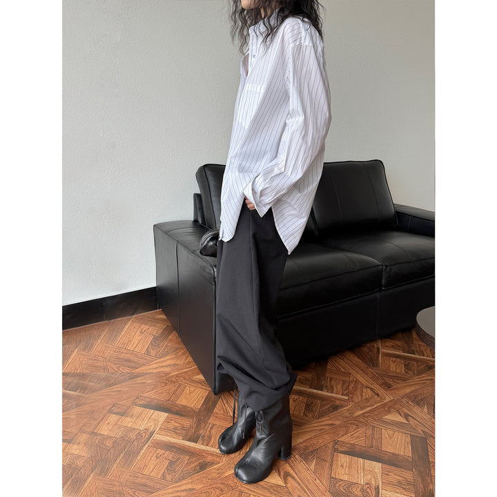 Women's oversized striped shirt blouse made of lightweight viscose blend with chest pocket Mune Fashion