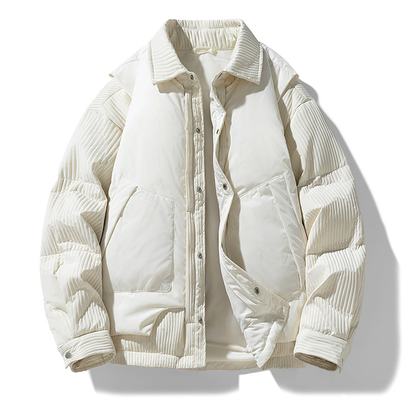 Men's Quilted Jacket with Cord Inserts and Shirt Collar Drune
