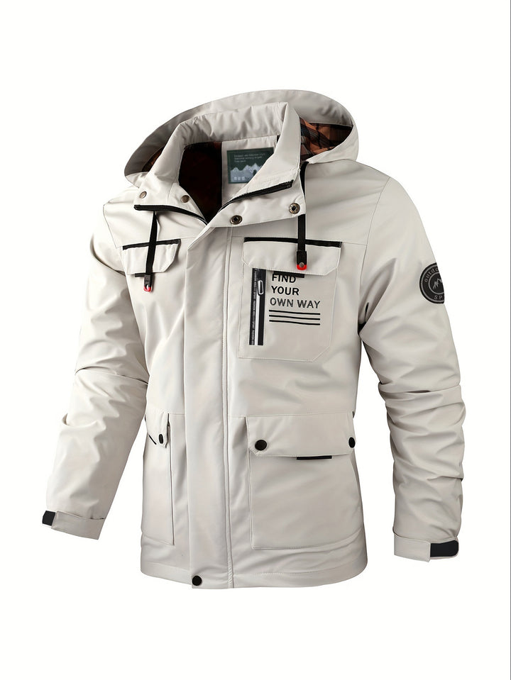 Men's light softshell parka with water-repellent coating, hood and multifunctional pockets Mune Fashion