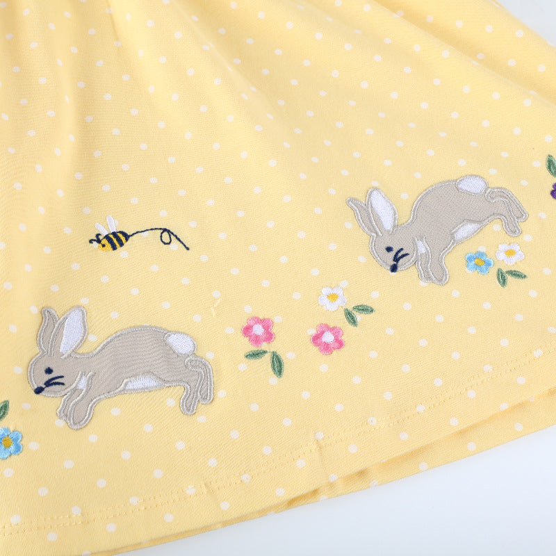Girl's summer dress with playful bunny and flower embroidery Mune Fashion