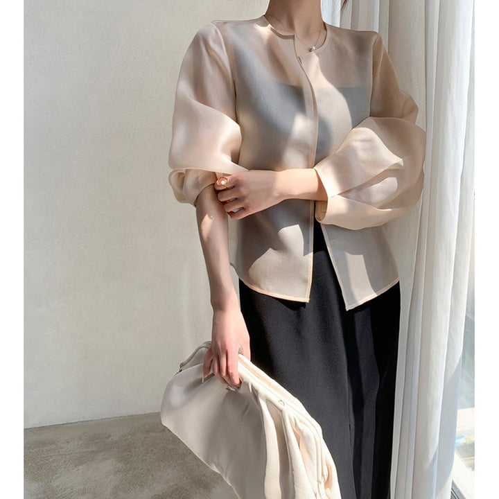 Ladies Transparent Blouse with Puff Sleeves Mune Fashion