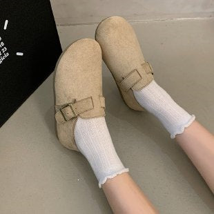 Women Comfortable Clogs with Fashionable Buckle Mune Fashion