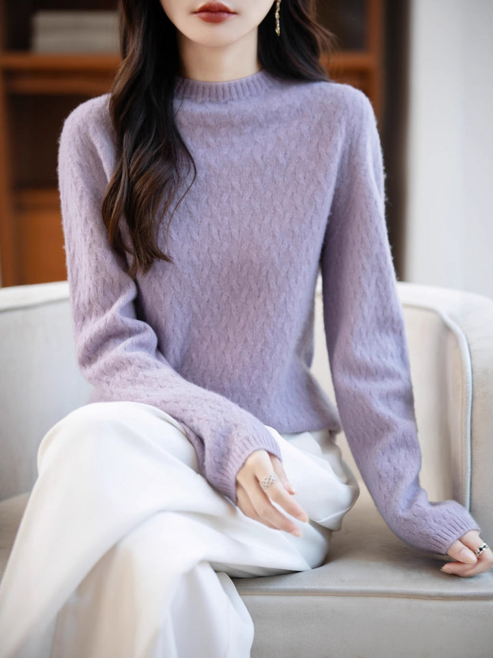 Women's Soft Fine Knit Sweater with Short Mock Neck, Light Mohair Look and Relaxed Silhouette Mune Fashion