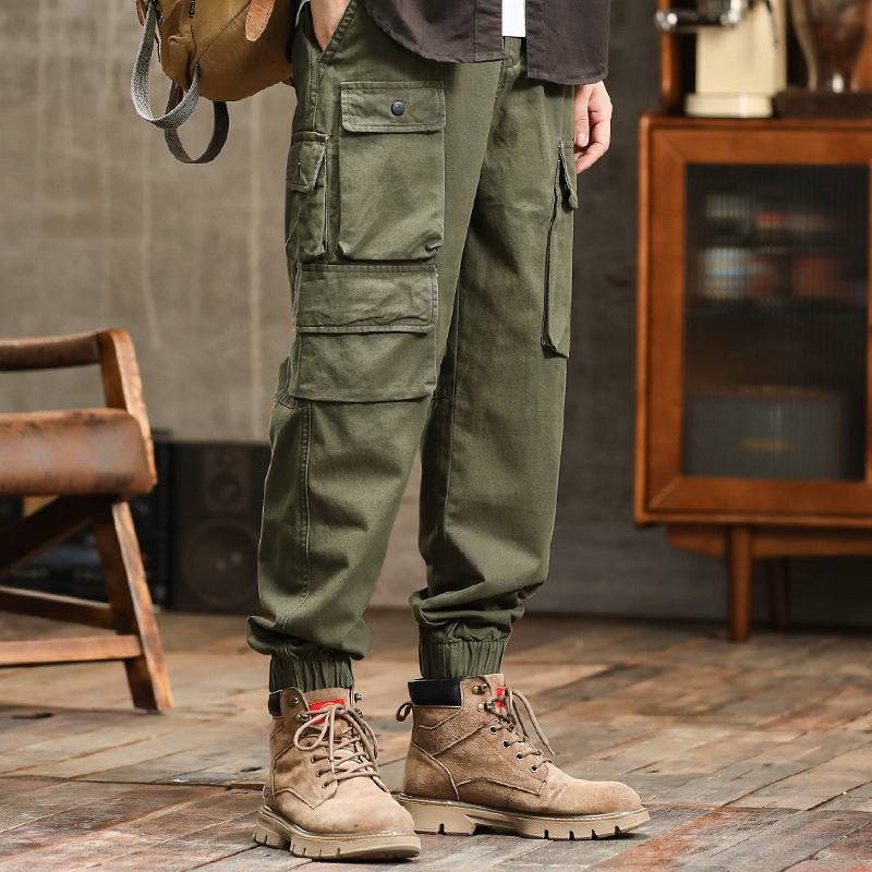 Men's Utility Cargo Joggers with Reinforced Leg Pockets and Elastic Ankle Cuff Mune Fashion
