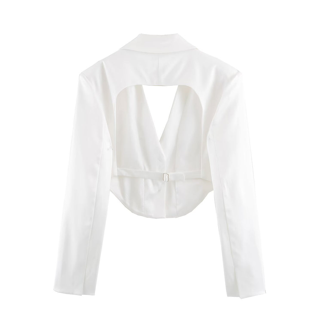 Women's Short Blazer-Bolero with Lapel Collar and Tailored Silhouette Mune Fashion