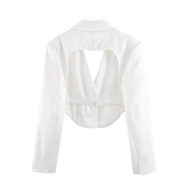 Women's Short Blazer-Bolero with Lapel Collar and Tailored Silhouette Mune Fashion