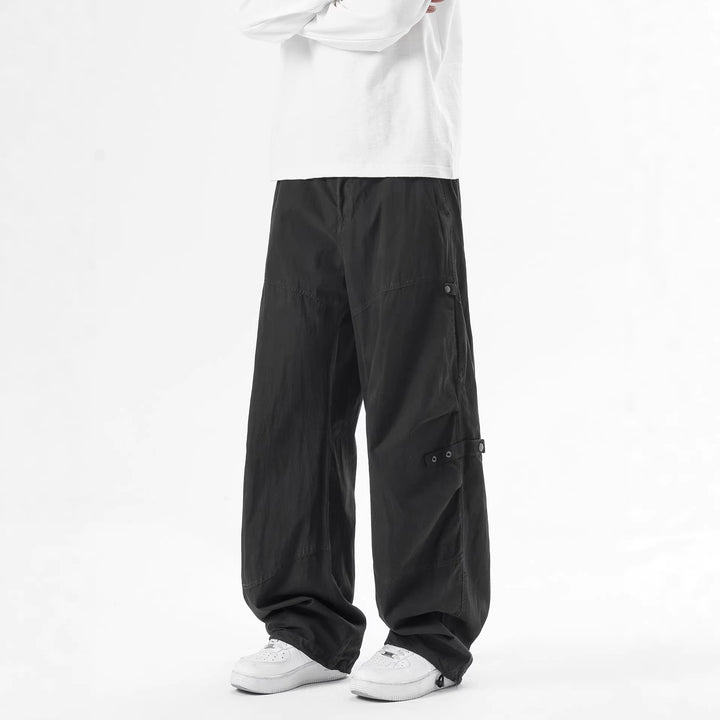 Men's Lightweight Travel Cargo Pants with Elastic Waistband and Adjustable Leg Hem Mune Fashion