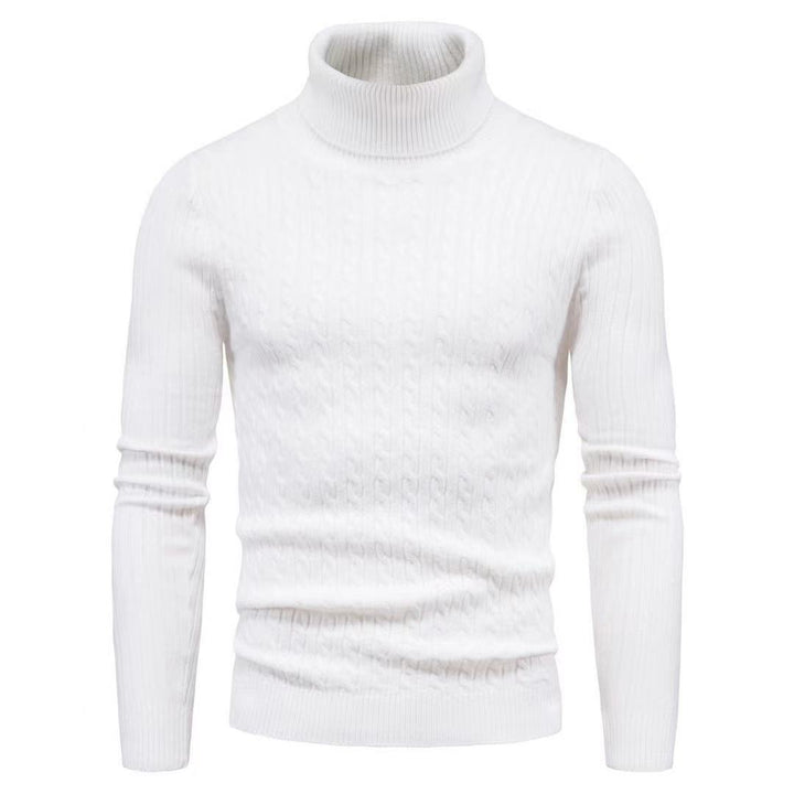 Men's slim turtleneck sweater with cable structure, fine rib knit and elastic cuffs Mune Fashion