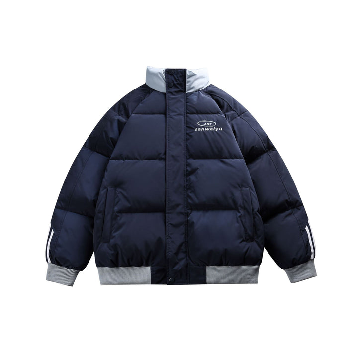 Unisex Short-cut padded bomber jacket with high stand-up collar and contrasting ribbed hems Mune Fashion