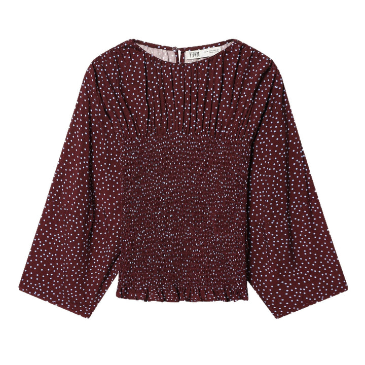 Women's smock blouse with elastic gathering and wide trumpet sleeves Mune Fashion