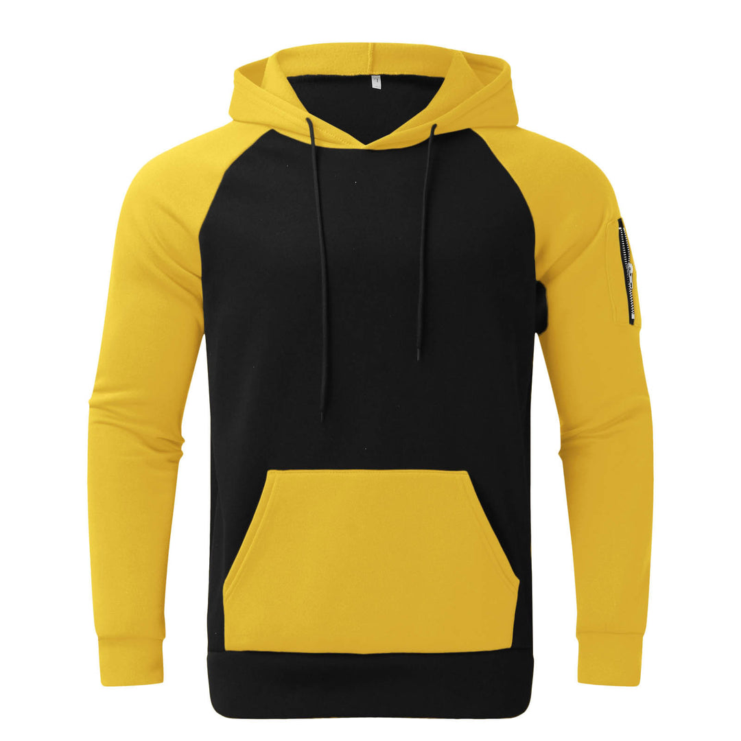 Men's raglan hoodie made of cotton blend with kangaroo pocket, sleeve pocket, and hood drawstring Mune Fashion