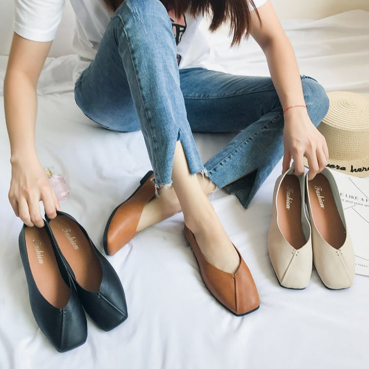 Ladies nan square ballerina slippers made of soft synthetic leather with cushioned comfort insole Mune Fashion