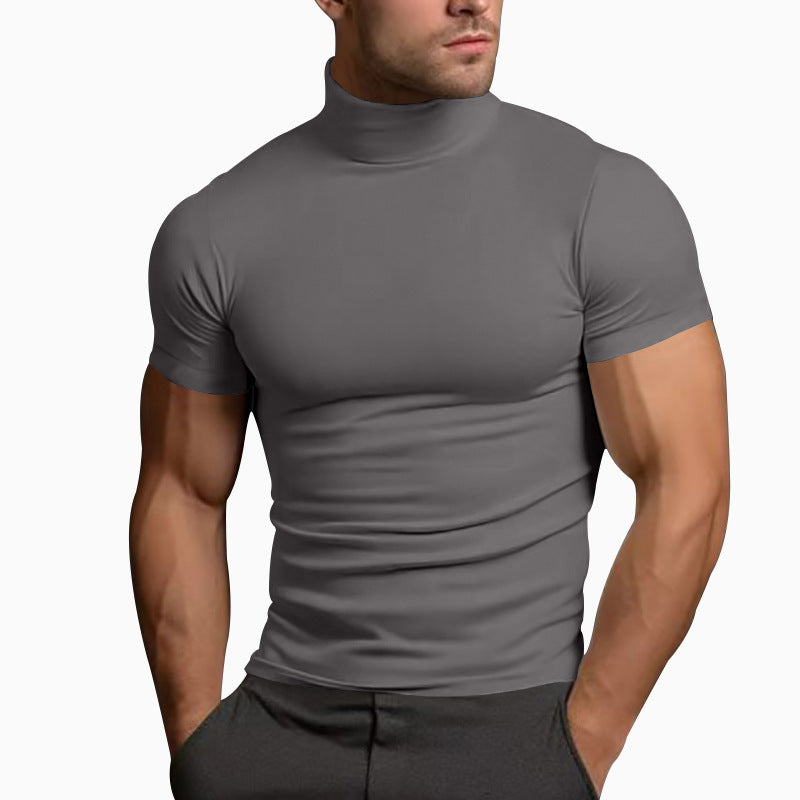 Men's body-hugging short-sleeve roll-neck shirt made of stretch jersey Mune Fashion