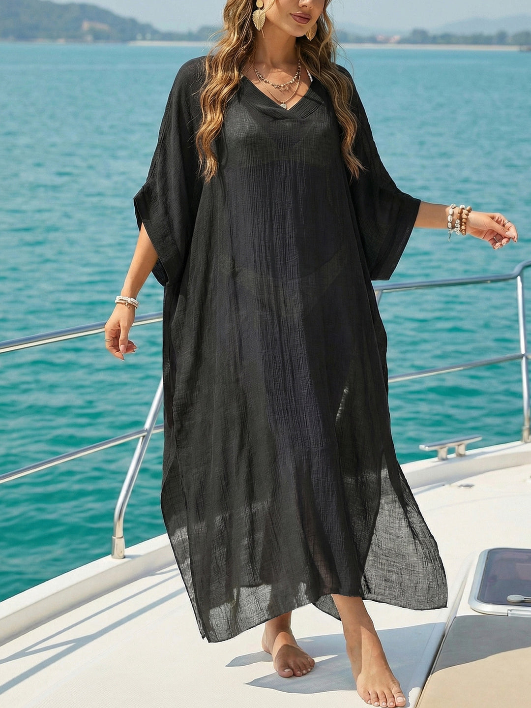 Women's airy beach kaftan with V-neck Mune Fashion