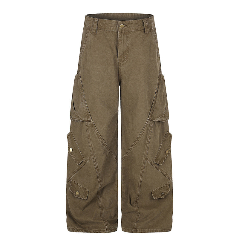 Women Wide High-Waist Cargo Culotte Pants with Multi-Pockets Mune Fashion