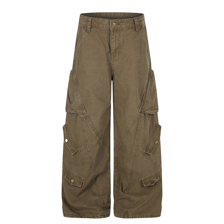 Women Wide High-Waist Cargo Culotte Pants with Multi-Pockets Mune Fashion