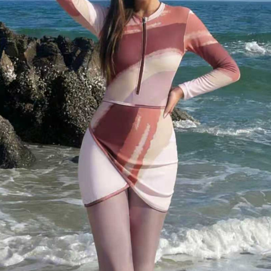 Women's Fashionable Surf Suit with Zip and Elegant Skirt Mune Fashion