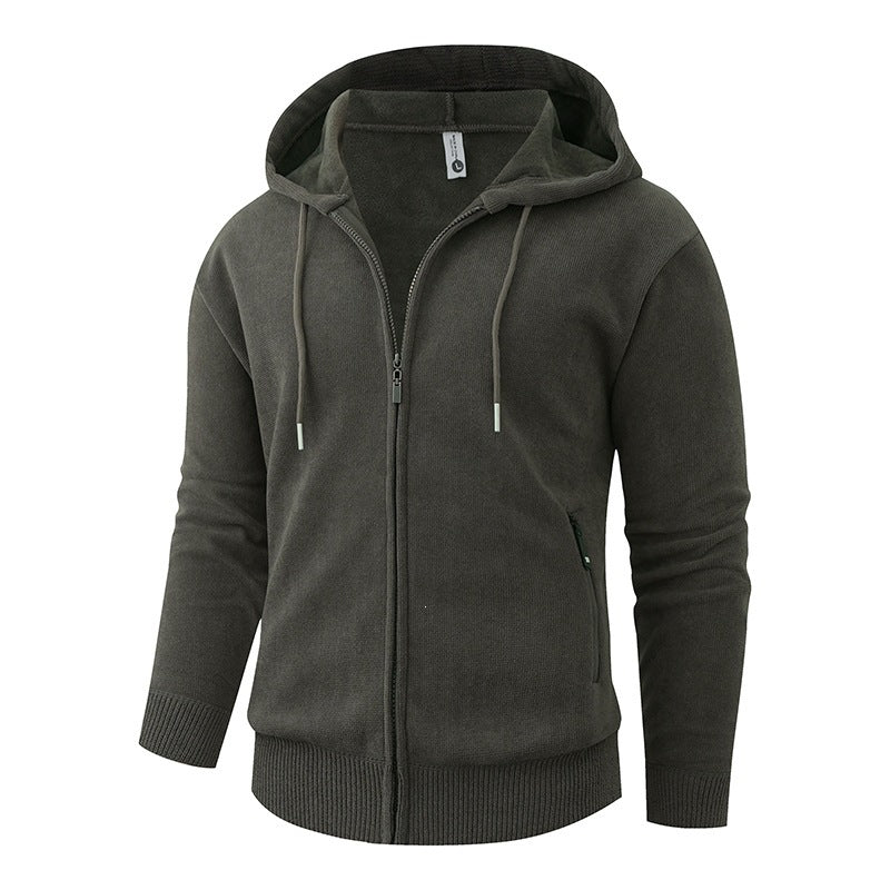Men's Hooded Fleece Jacket with Full Zip and Ribbed Cuffs Mune Fashion