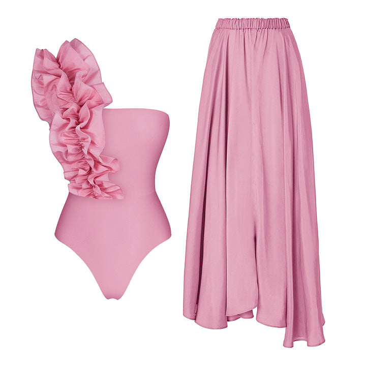 Women's One-Sided Ruffle Swimsuit Mune Fashion