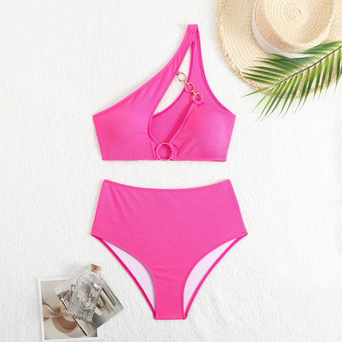 Women's bikini set with asymmetrical strap cut and elegant ring detail Mune Fashion