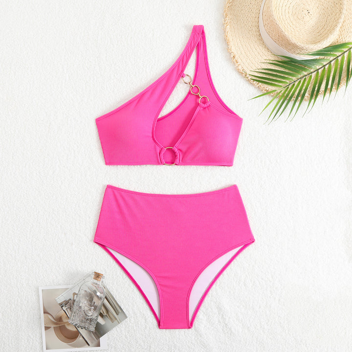 Women's bikini set with asymmetrical strap cut and elegant ring detail Mune Fashion