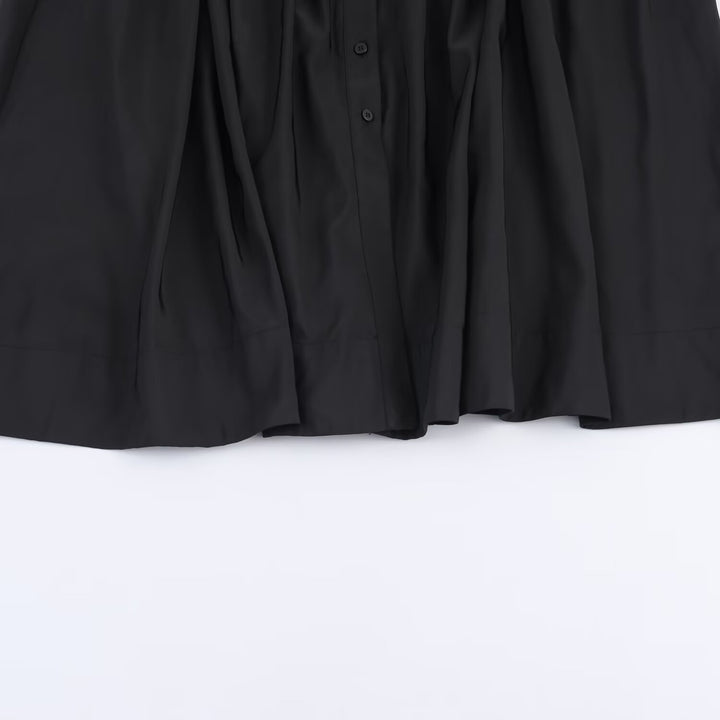 Women's maxi dress in shirt blouse style with tied belt and flared A-line skirt Mune Fashion
