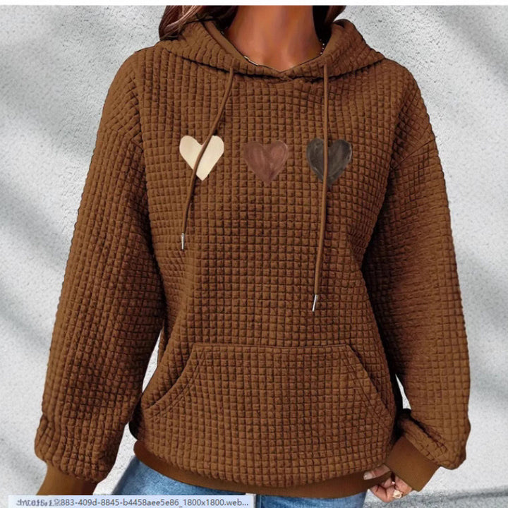 Women's Cozy Hoodie with Heart Motif Mune Fashion