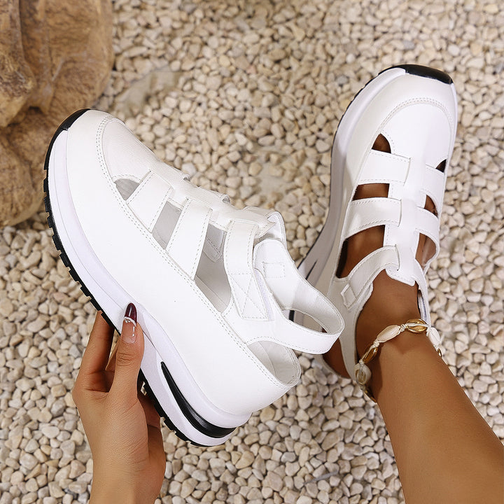 Women’s Platform Sneaker Sandal with Velcro and Closed Toe Mune Fashion