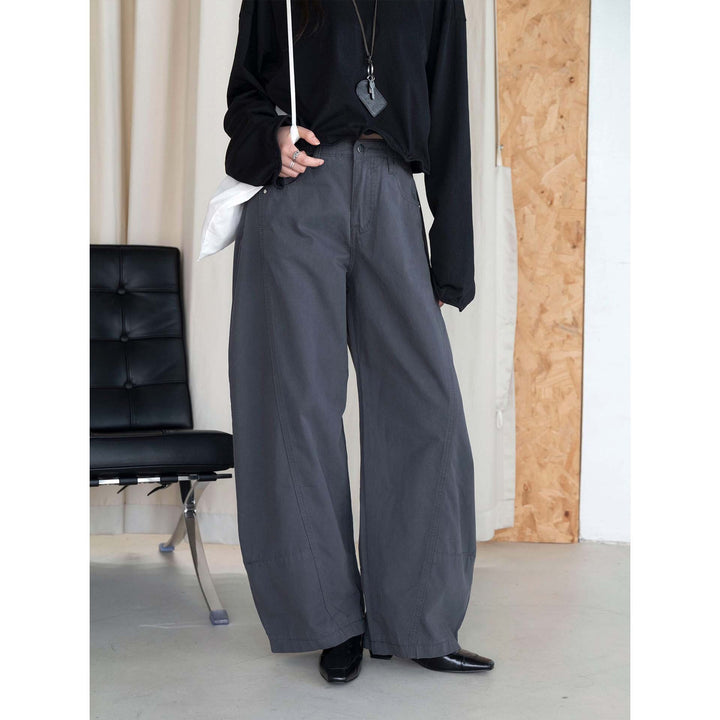 Women's Wide High-Waist Cotton Jeans with Drop Crotch and Five-Pocket Mune Fashion