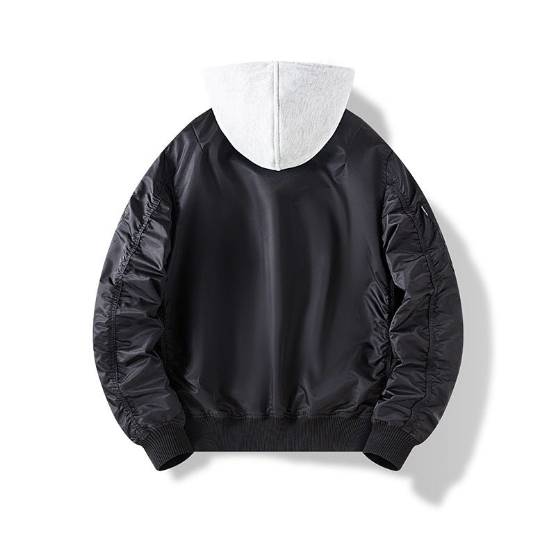 Men's nylon bomber jacket with integrated sweat hood and sleeve utility pocket Mune Fashion