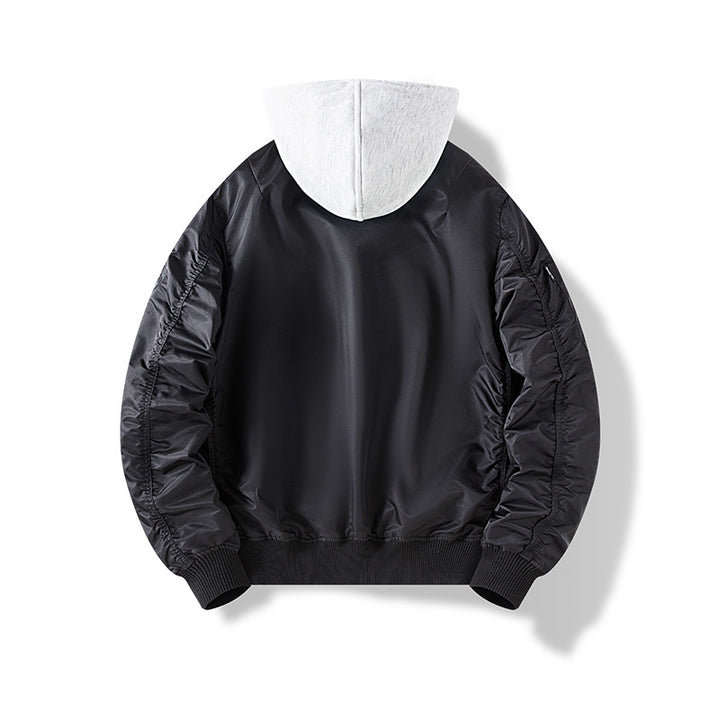 Men's nylon bomber jacket with integrated sweat hood and sleeve utility pocket Mune Fashion