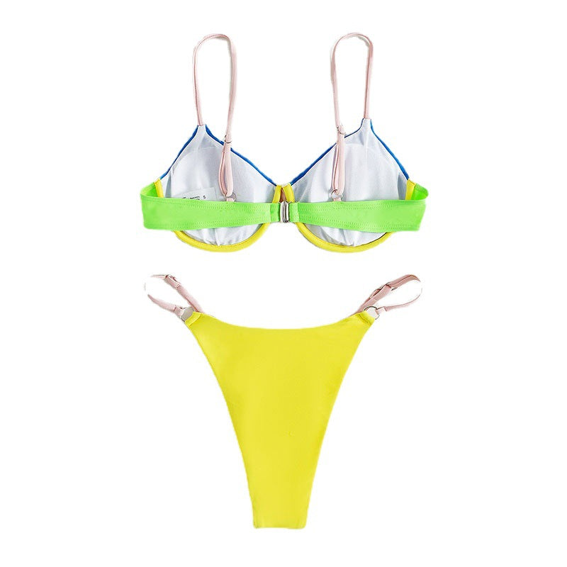 Women's Triangle Bikini with Adjustable Straps and Innovative Color Design Mune Fashion
