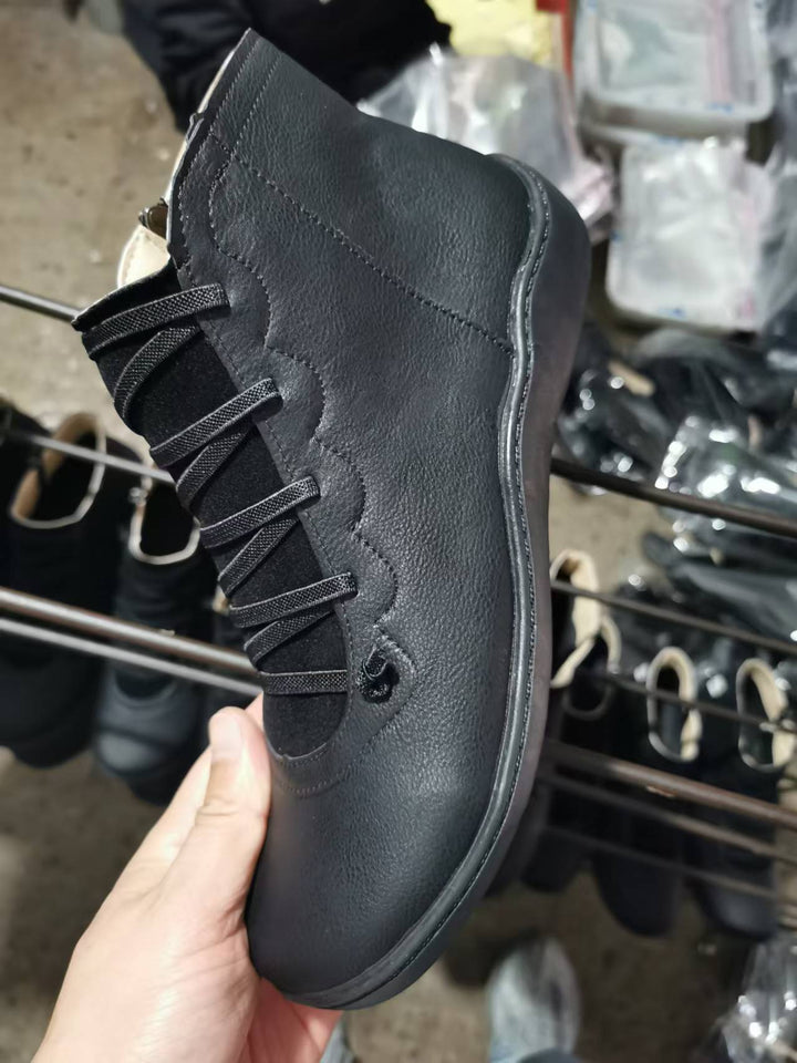 Men's high-cut leather sneaker with elastic lacing and ergonomic rubber sole Mune Fashion
