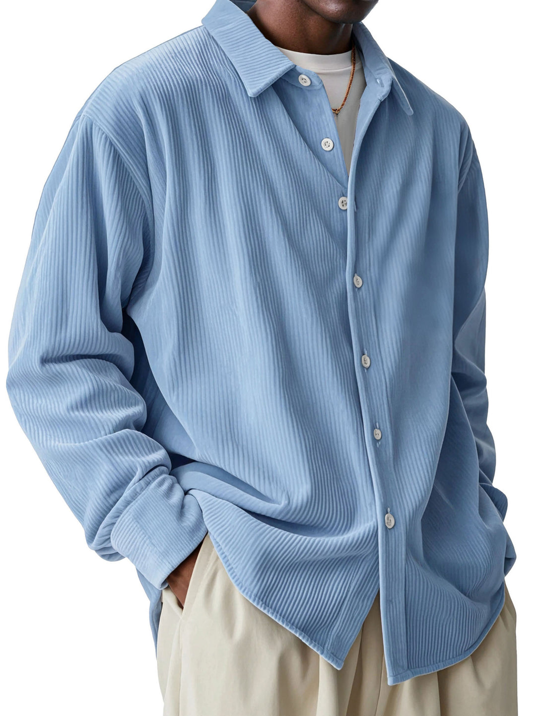 Men's oversized cord shirt with fine ribbed texture and relaxed fit Mune Fashion