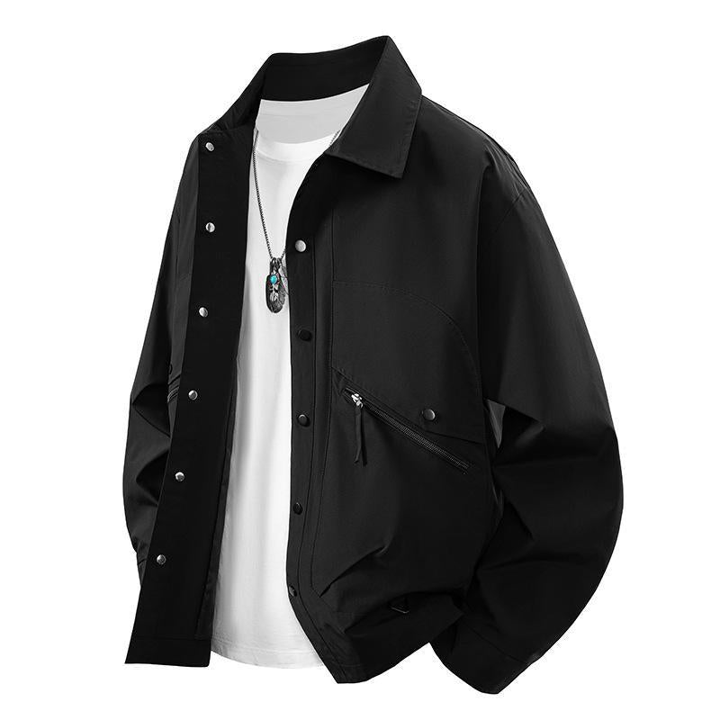 Men's overshirt coach jacket in urban utility style with snap button placket and angled zip pocket Mune Fashion