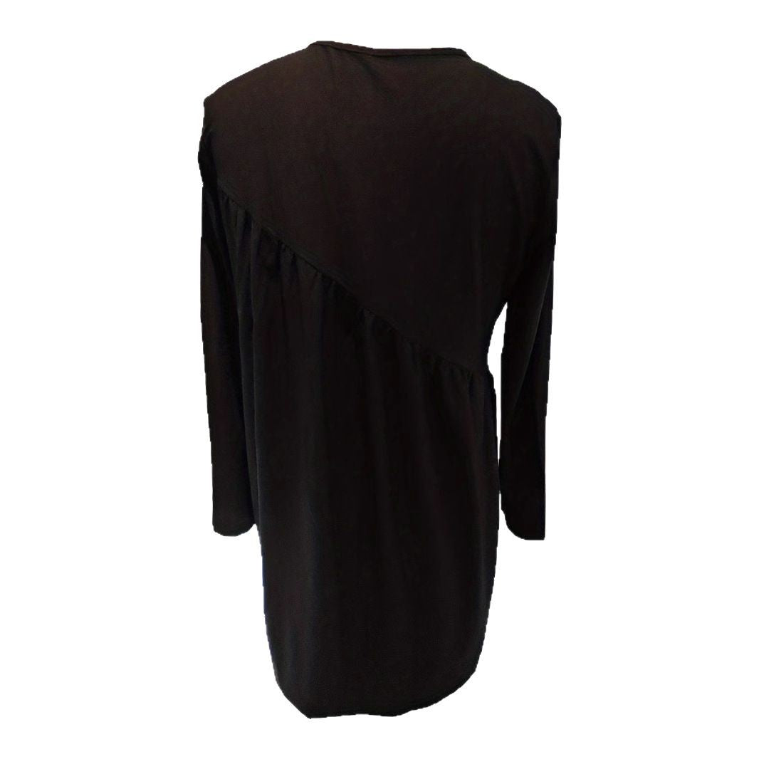 Women's Casual Jersey Mini Dress with Diagonal Gather and Boxy Silhouette Drune