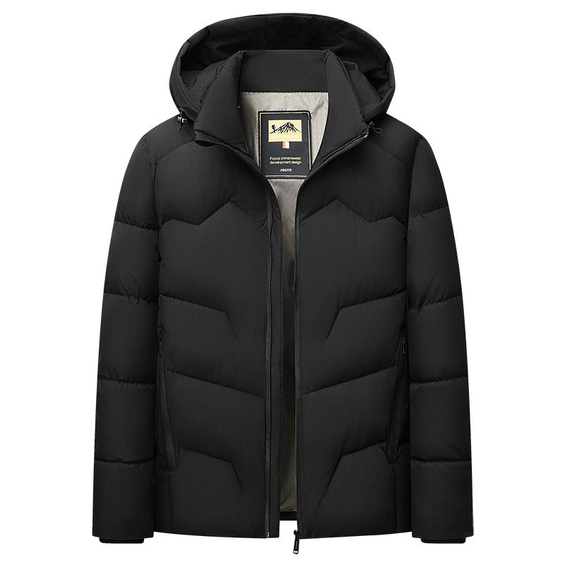 Men's short cut insulated quilted jacket with hood, windbreaker & technical inner lining Mune Fashion