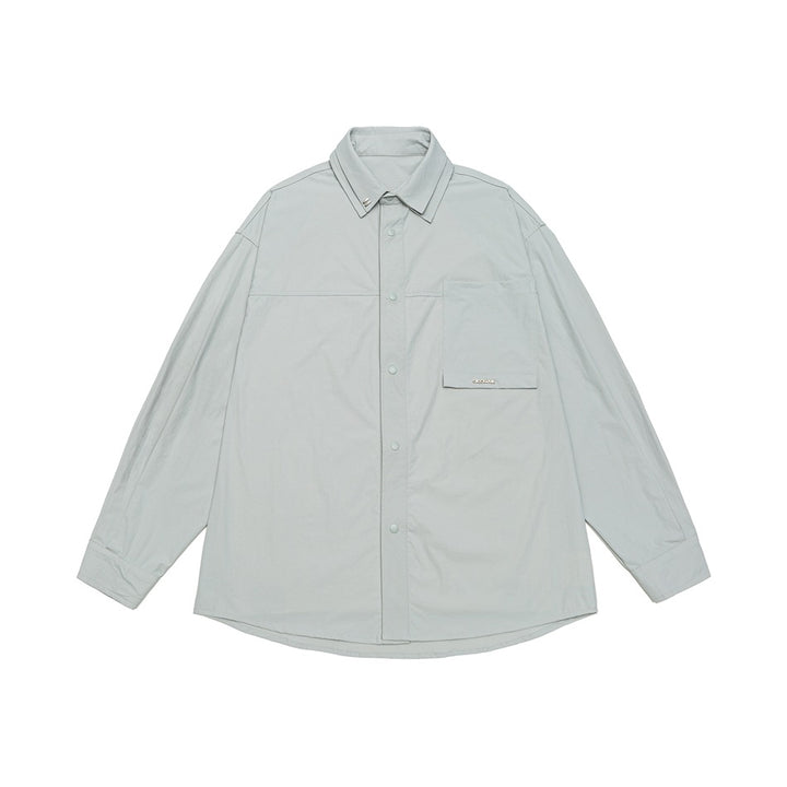Unisex Oversize Shirt with technical material, breast flap and rounded hem Mune Fashion