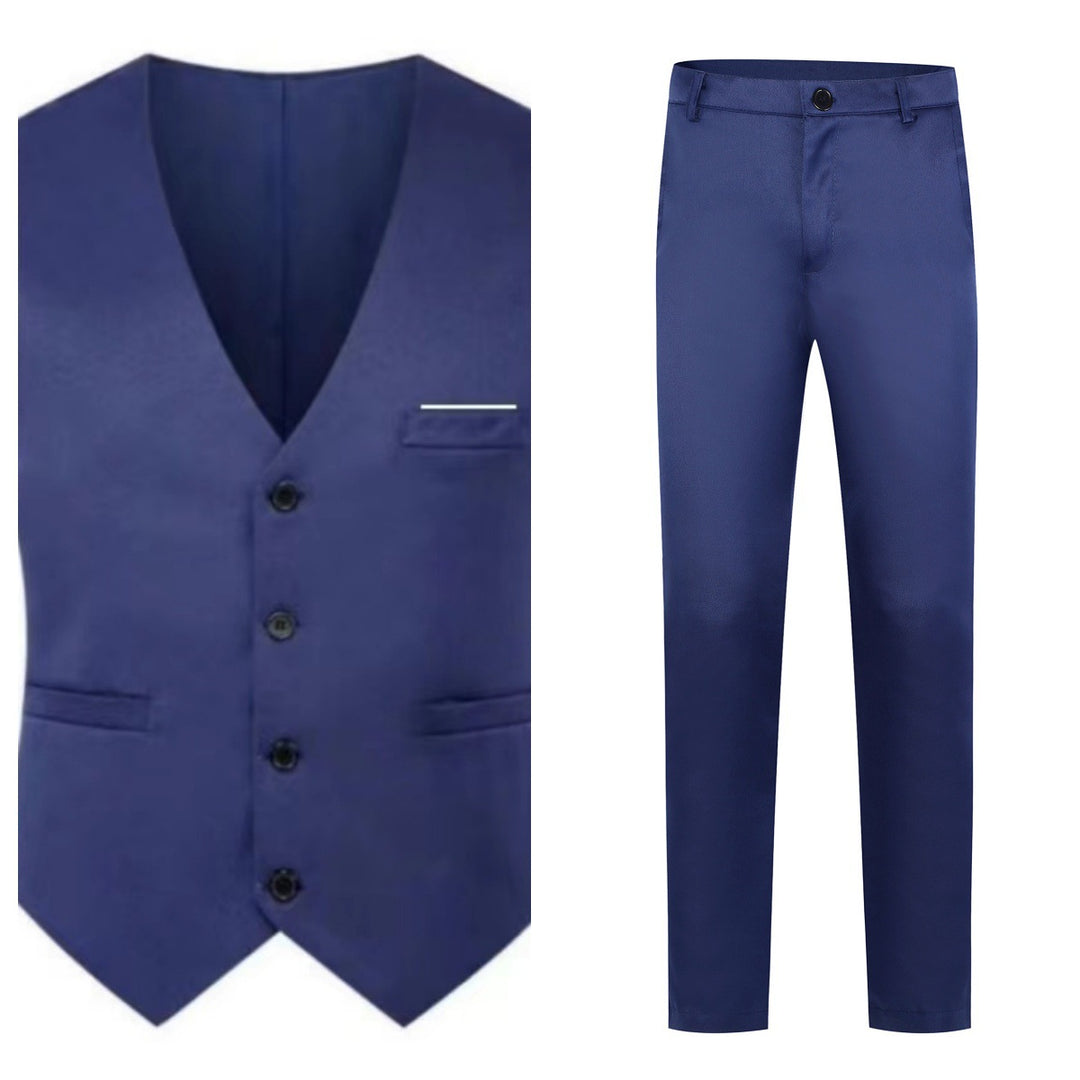 Men's elegant satin vest with V-neck and slim-fit suit trousers Mune Fashion