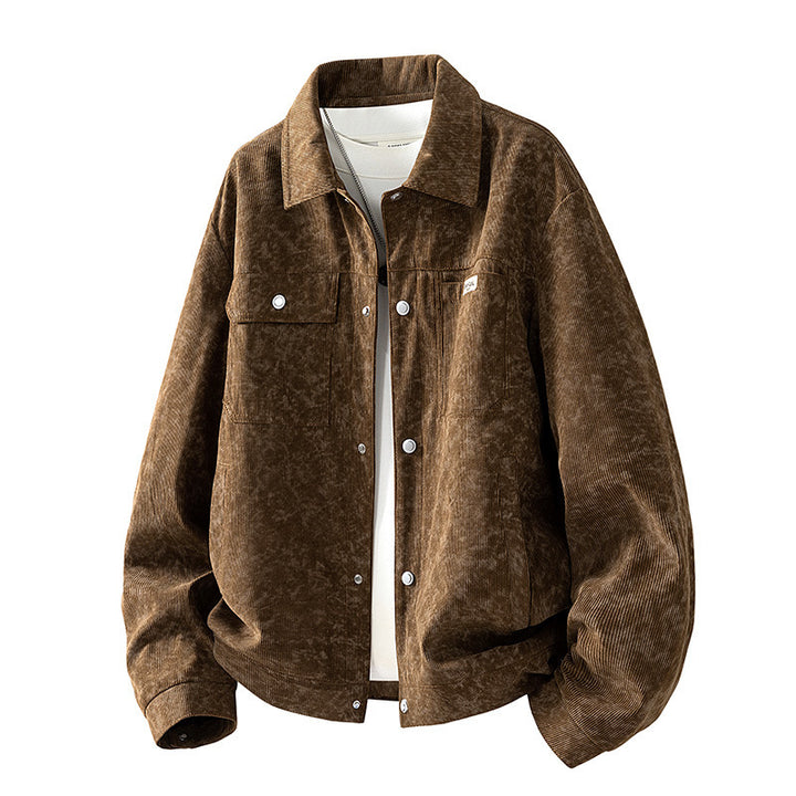Men's Patterned Cord Jacket with Practical Pockets Mune Fashion