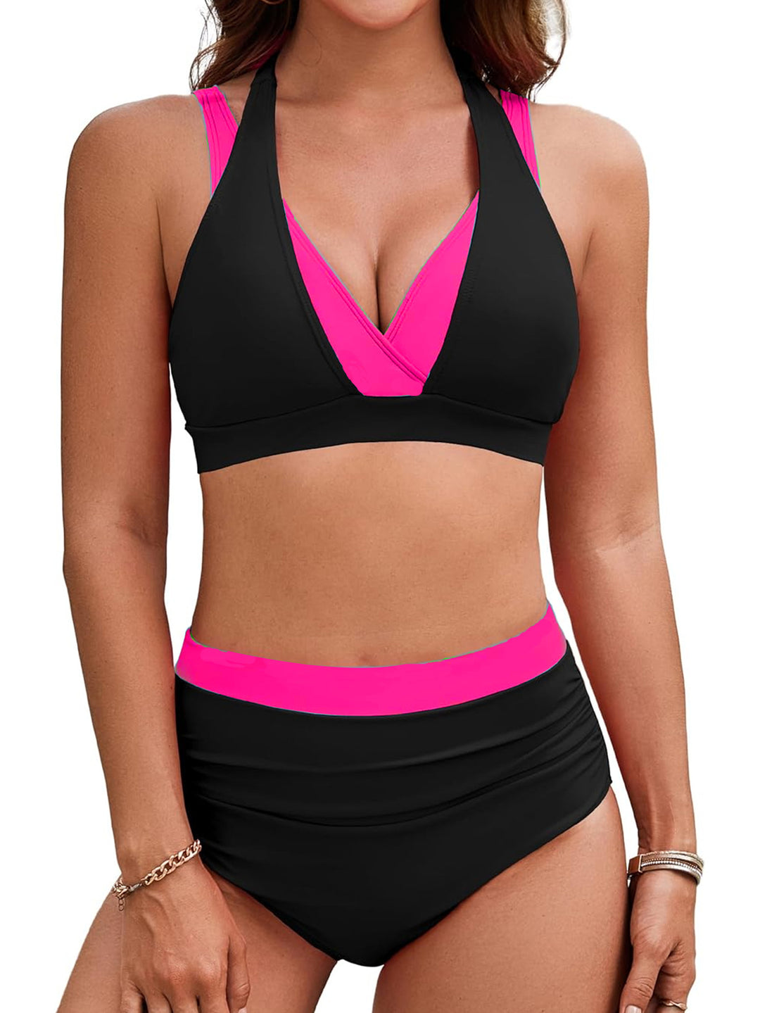 Women Sporty High Waist Bikini Set with Asymmetric Cut Mune Fashion