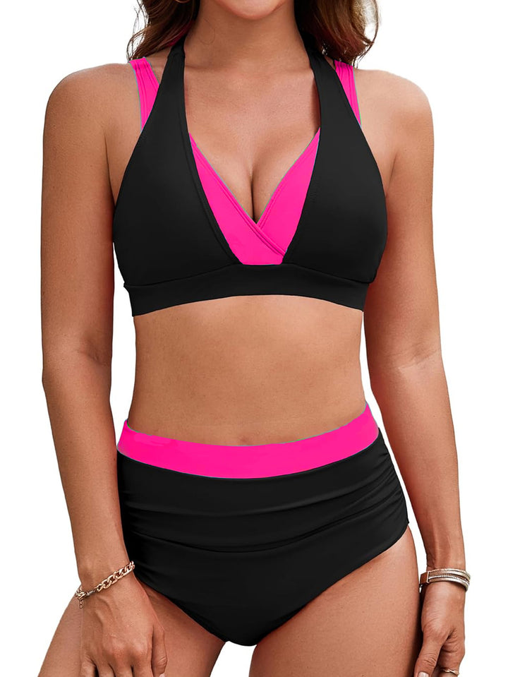 Women Sporty High Waist Bikini Set with Asymmetric Cut Mune Fashion