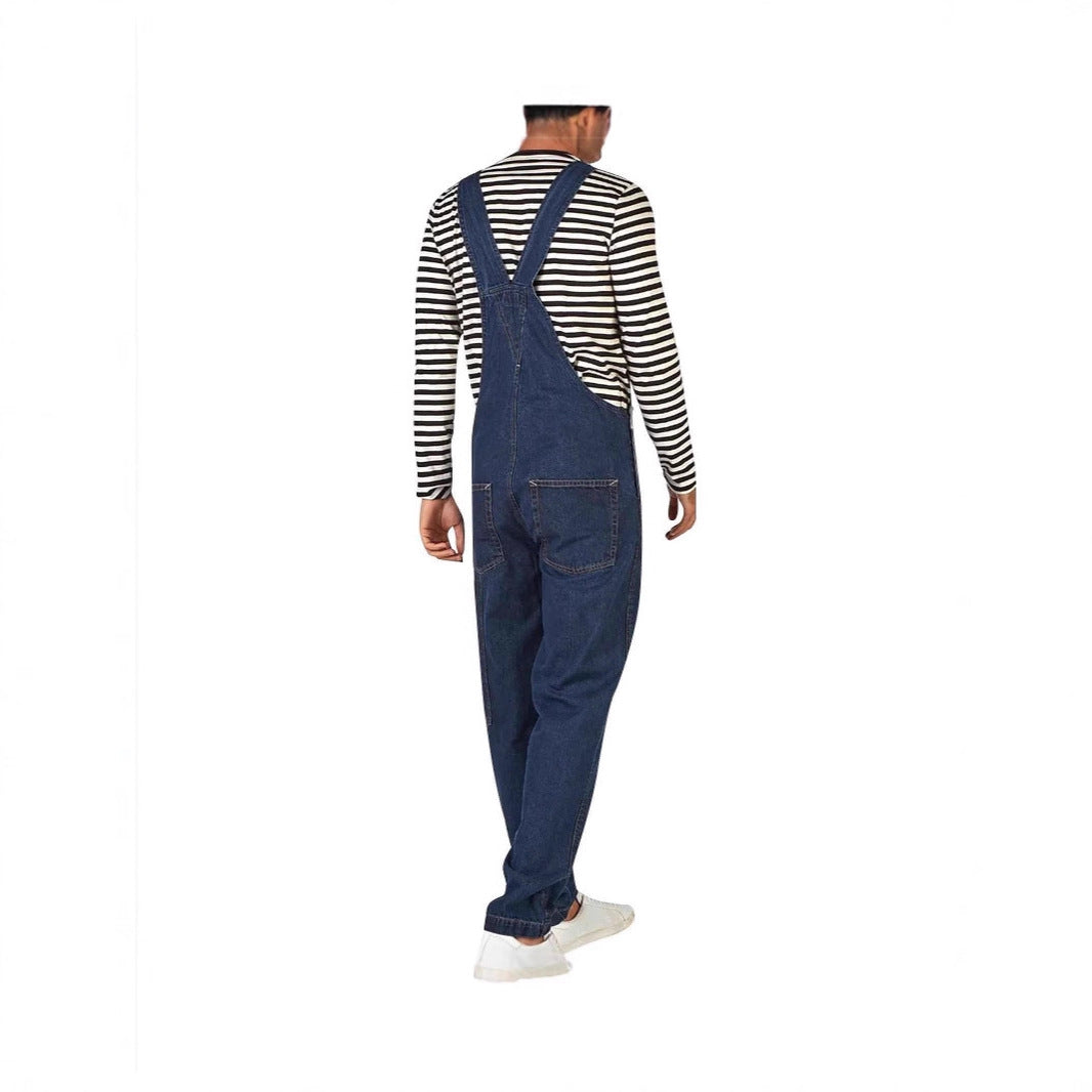 Men's Jeans Overalls with Pockets and Adjustable Straps