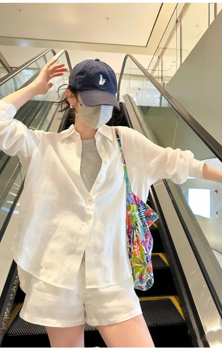 Women's Casual Long Sleeve Linen Blouse Mune Fashion