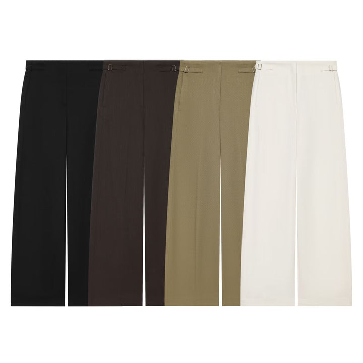 Women's Wide High Waist Culotte Pants with clear front seam and side waist straps Drune