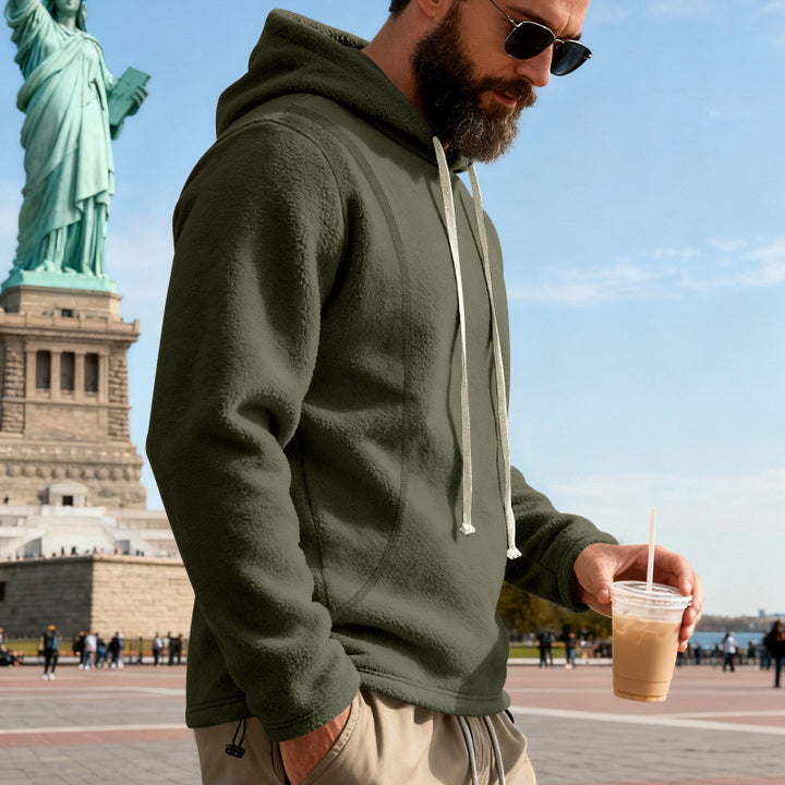 Men's fleece hoodie with teddy texture, hood, and relaxed fit Mune Fashion