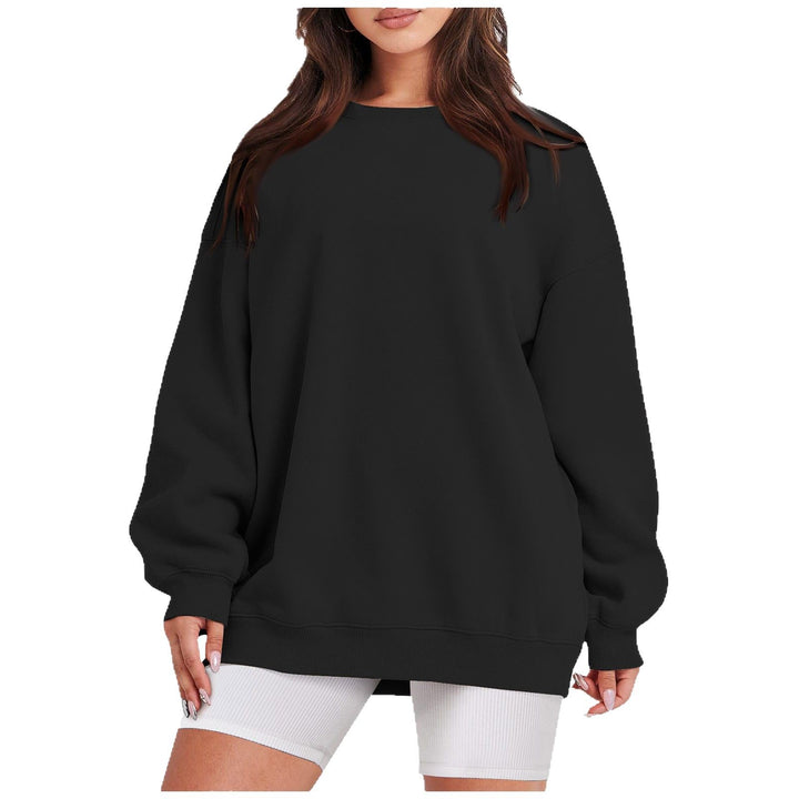 Women's Longline College Sweatshirt with Ribbed Hem, Raglan Sleeves and Brushed Inner Side Mune Fashion