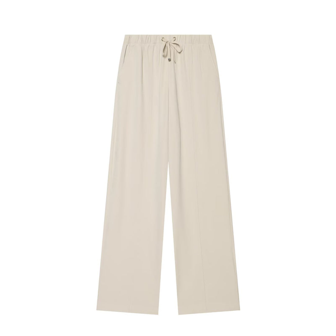 Women's Wide Palazzo Lounge Pants with Drawstring and Crease Mune Fashion